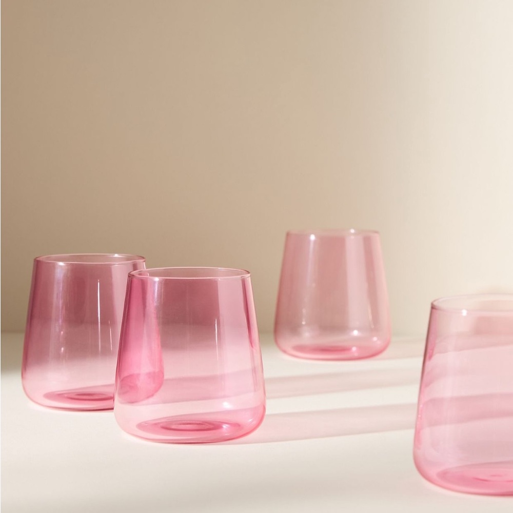 (2) NEW Anthropologie Morgan Stemless Wine Glasses